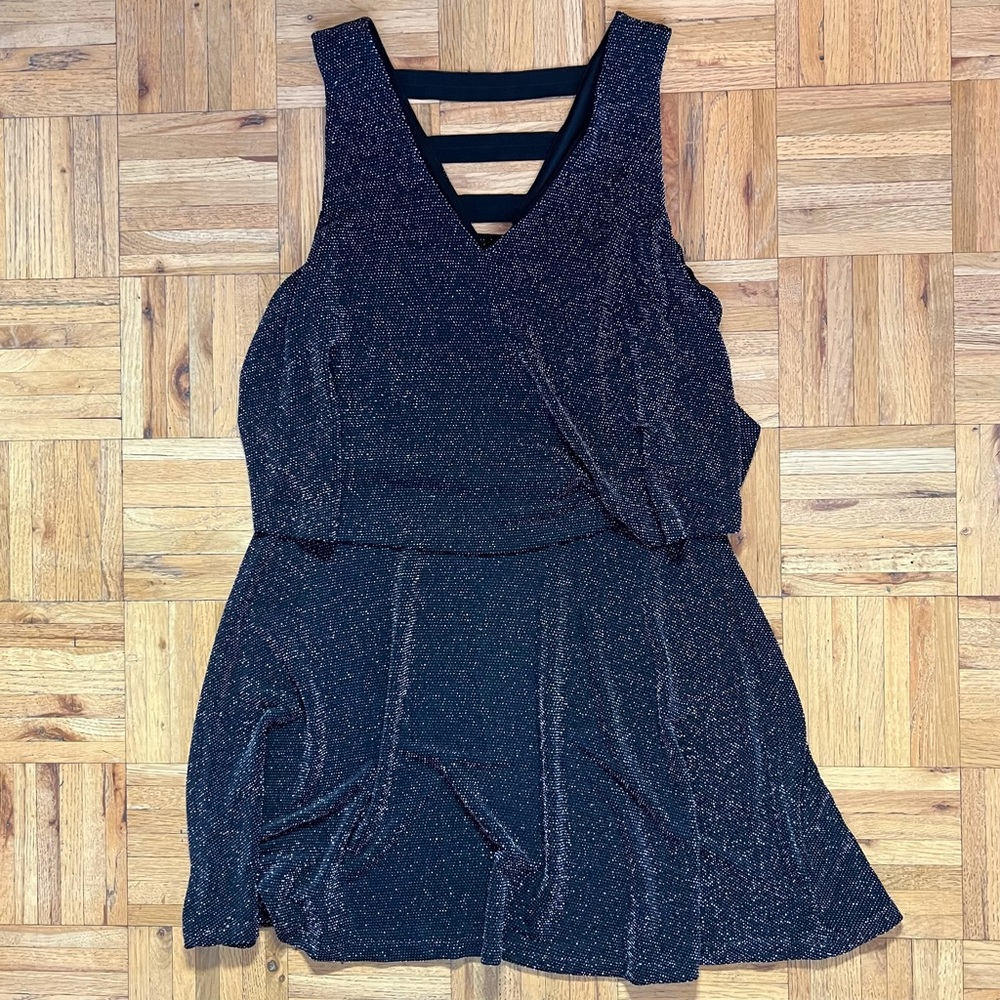 Black Glitter Metaphor Women’s Tiered Dress with Back Detail